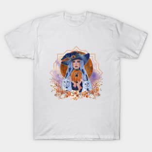 Halloween pumpkin time witch art by Renee Lavoie T-Shirt